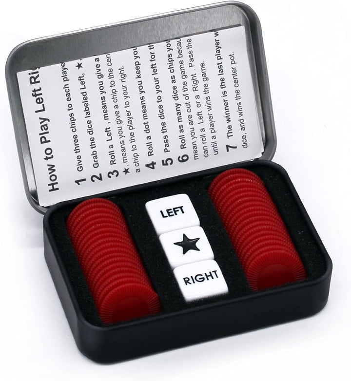 Left Right Center Dice Game Set with 3 Dices + 36 Blue Chips (Blue)