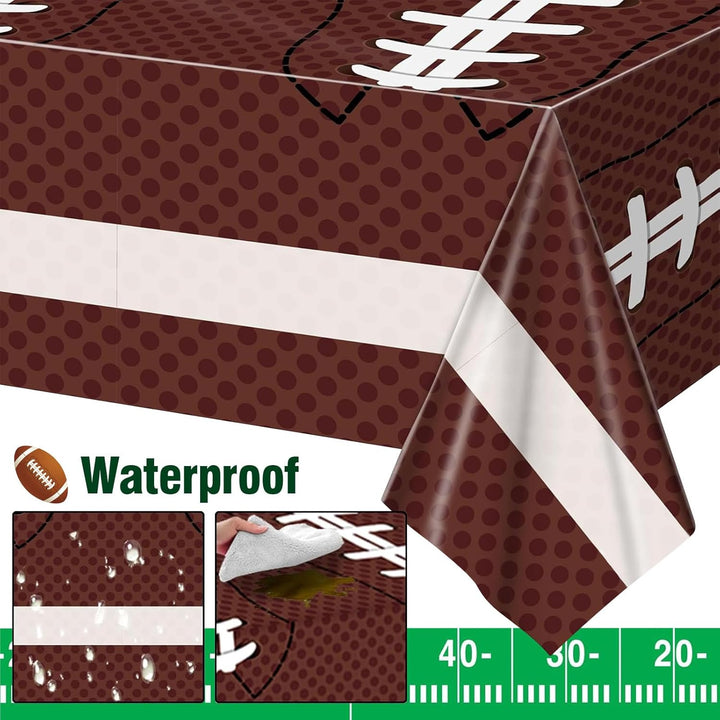 Football Party Decorations Disposable Tablecloth Plastic Touchdown Table Cover for Super Bowl Football Birthday Party Decorations and Games Tailgate Decorations 54 X 108Inch, 2 Pack