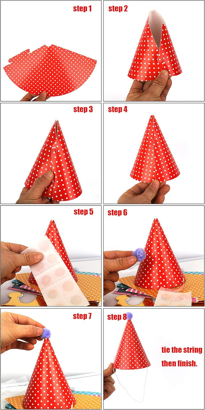 Mini Kids Birthday Party Hats, Assorted, DIY Assembly Required