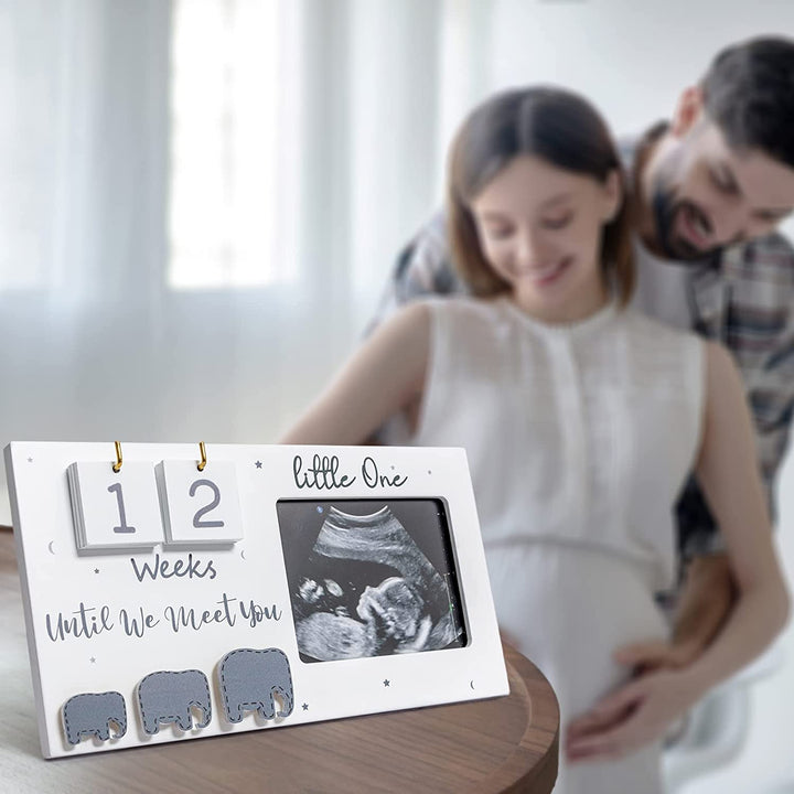 Sonogram Picture Frame, Ultrasound Photo Frame with Baby Countdown Weeks, Expecting Parents to Be Pregnancy Gift Congratulations Pregnancy Must Have Grandparent Baby Announcement First Time Mom to Be