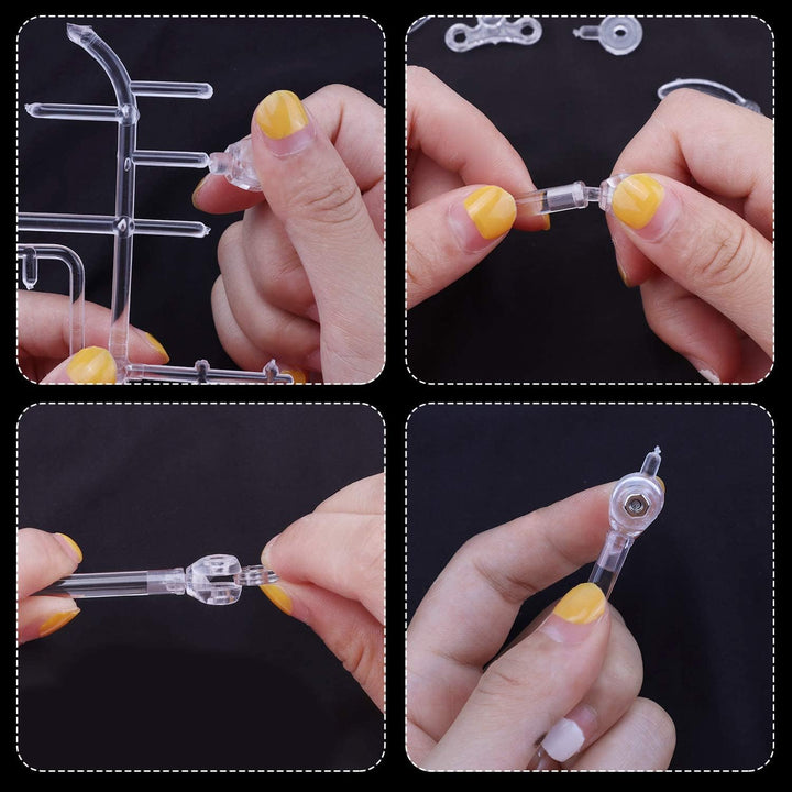 Action Figure Stand, 10Pcs Assembly Action Figure Display Holder Base Doll Model Support Display Stand Compatible with HG RG SD SHF Gundam 1/144 Toy Clear
