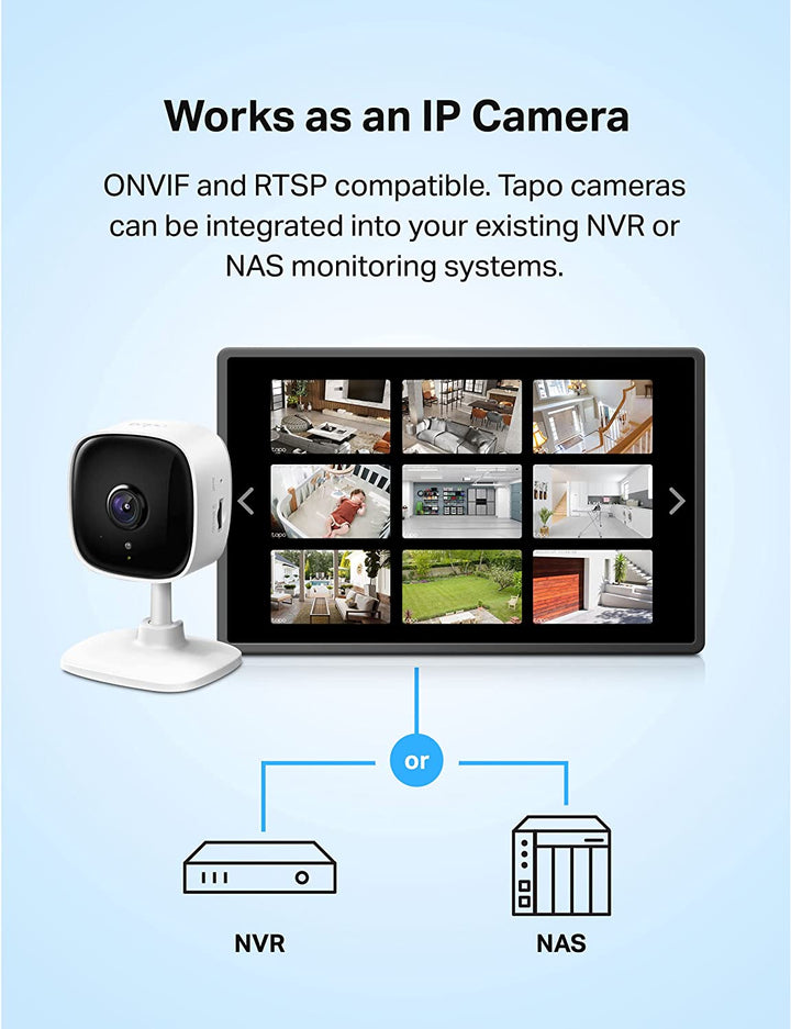 Tapo  1080P Indoor Security Camera for Baby Monitor, Dog Camera W/Motion Detection, 2-Way Audio Siren, Night Vision, Cloud & SD Card Storage, Works W/Alexa & Google Home C100