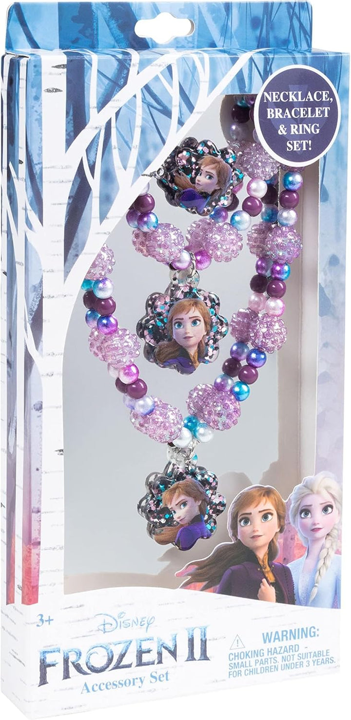Girls Jewelry Set - Dress up Toy Jewelry Box Set with Bead Necklaces, Bracelets, and Rings - Frozen Play Accessories - Ages 3+