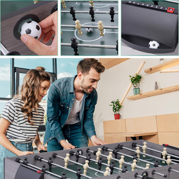 54" 4-In-1 Multi Game Table, Foldable Combo Game Table Set with Ping Pong, Hockey, Pool Billiards and Foosball for Adults, Home, Game Room, Friends & Family