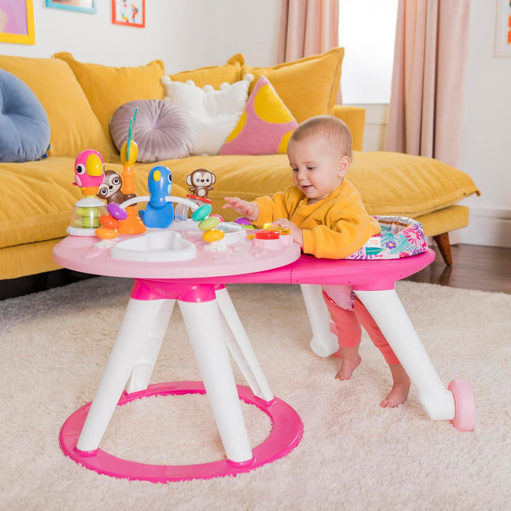 around We Go 2-In-1 Baby Walker, Discovery Activity Center and Table, Tropic Coral, Ages 6 Months+