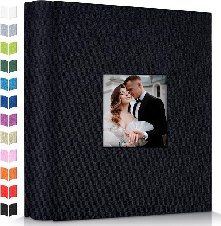Photo Album 4X6 with 300 Pockets,Slip-In Picture Albums,Linen Cover Memory Book with Front Window,White Page Vertical Photo Book for Wedding,Family,Anniversare,Baby,Vacation