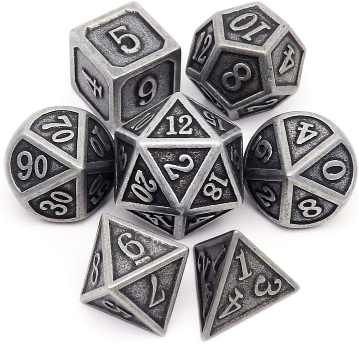 Bloodstained Metal DND Dice Set Blood Polyhedral D&D Dice Compatible with Dungeons and Dragons Gift TTRPG Antique Metal Halloween Dice