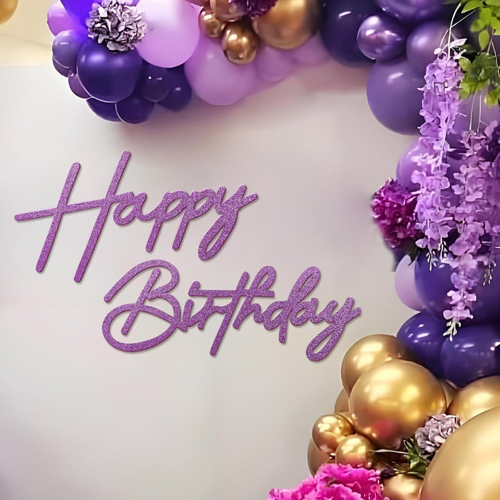 Happy Birthday Sign for Backdrop - Glitter Felt Happy Birthday Letter Sign for Balloon Arch Birthday Party Balloon Arch Backdrop Decorations for Birthday Party Baby Shower - Gold