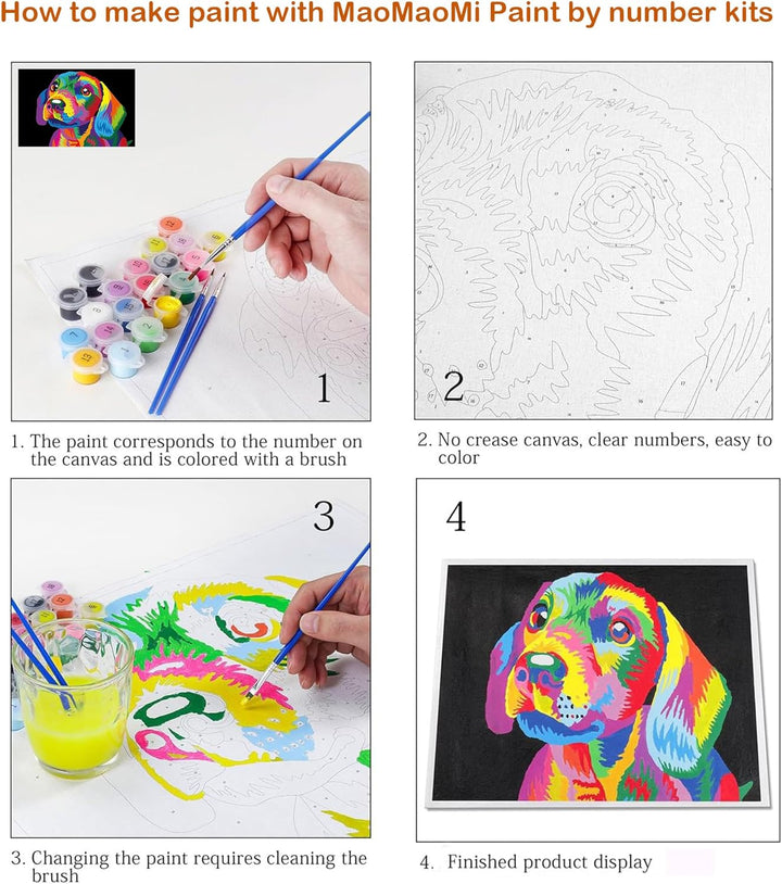 Paint by Numbers DIY Acrylic Painting Kit for Kids & Adults Beginner – 16" Wx20 L Colorful Horse Head Pattern