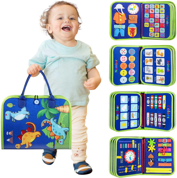 Toddler Busy Board - Montessori Toys for Toddler Boy Birthday Gift, Educational Learning Sensory Busy Book for Toddler Boys, Toddlers Activities Toy for Airplane Car Travel