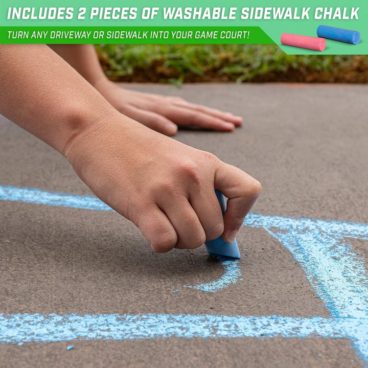 Driveway Shuffleboard Game Set - Includes 2 Shuffleboard Cue Sticks, 8 Pucks, 2 Pieces of Chalk