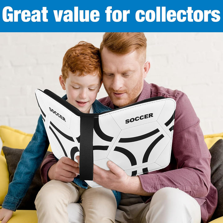 Soccer Card Binder, 2024-2025 Soccer Trading Cards Binder with Wristband, 440 Double Sided Pockets Sleeves PU Card Albums Fit for Sports Cards for Collectors Boys and Girls Fans Gift