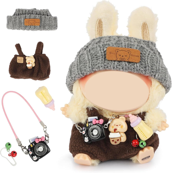 Doll Clothes for Labubu, 17Cm/15Cm Dolls Outfit Set , Luxury Chic Style High-End Fashion Suitable Accessories (No Doll)(Purple)