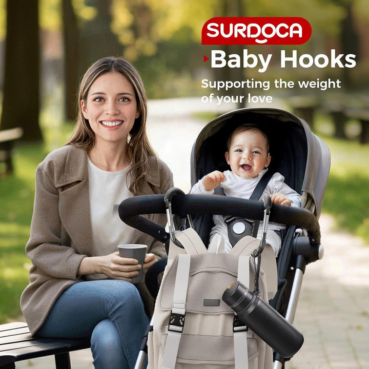 Stroller Hooks, Large Stroller Hooks for Bags, Universal Stroller Clips and Hooks, Mommy Hook for Stroller Heavy Duty, Stroller Accessories for Mom