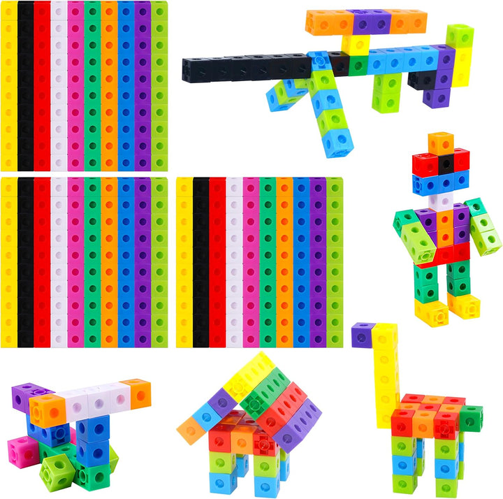 Math Linking Cubes, Math Cubes Manipulatives with Activity Cards Linking Cube Math Counters for Kids Kindergarten Learning Activities