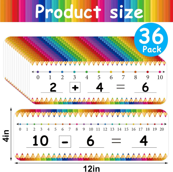 36 Pcs Number Line Dry Erase Board Cards Double Sided Writable and Erasable Number Line Boards Cards Colorful Pencil Board Featuring 0-10 on One Side, 0-20 on the Other Side for Classroom Students