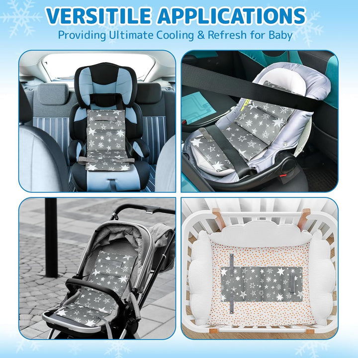 Car Seat Cooling Pad for Toddler with Removable Ice Pack, Summer Baby Cooling Pad for Car Seats and Strollers, Portable Carseat Cooler Ice Cushion, Keeping Baby Cool in the Summer, Gray
