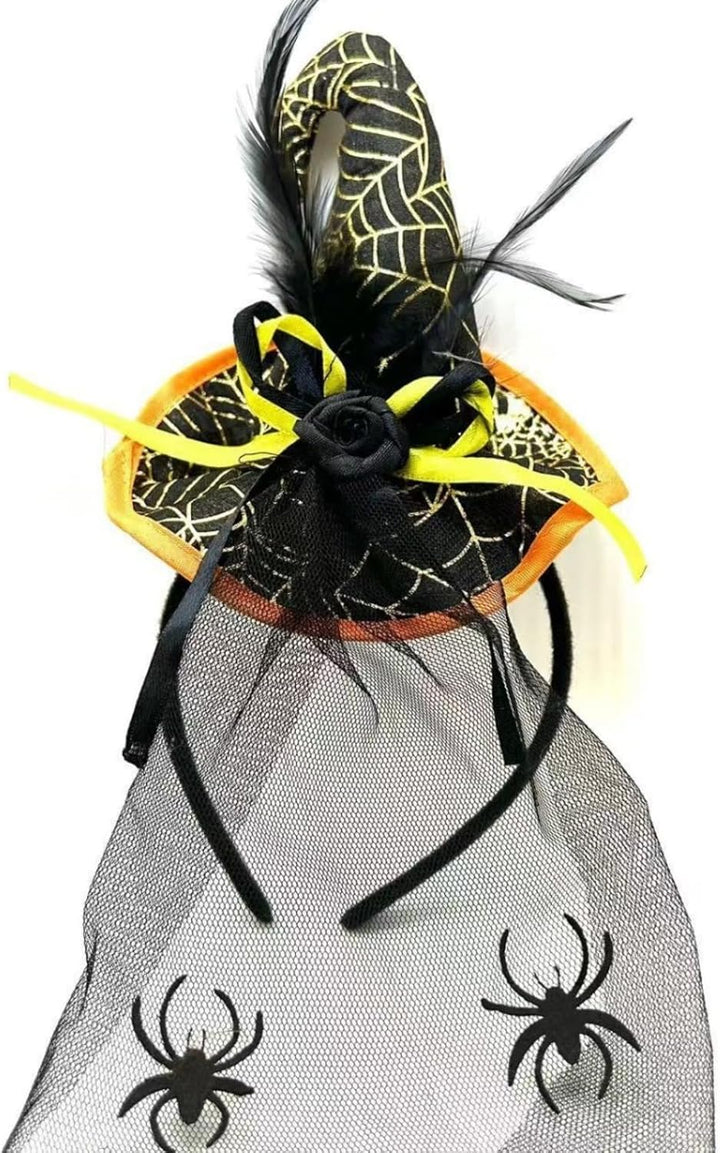Halloween Elastic Headband Fabric Material Holiday Party Decoration Black Lace Edge Headband Funny Prop