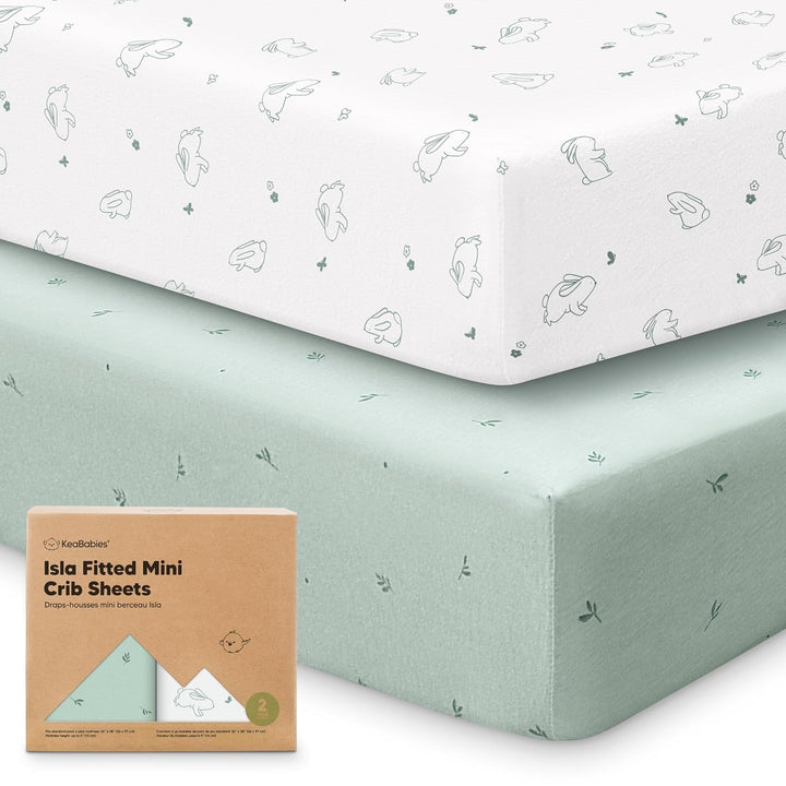 Pack and Play Sheets Fitted - 2-Pack Mini Crib Sheets for Pack N Play Mattress 38X26, Soft & Cozy, Neutral Toddler Playard Bedding, Snug Fitted Mini Baby Crib Mattress Cover Boy, Girl (Butterflies)