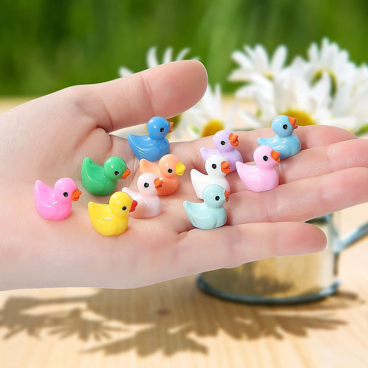 Mini Resin Ducks 220 Pack Tiny Duck Figurines Bulk for Miniature Dollhouse Decor Accessories Garden Aquarium Potted Ornament Party Toys DIY Charms Office Classroom Activity to Hide