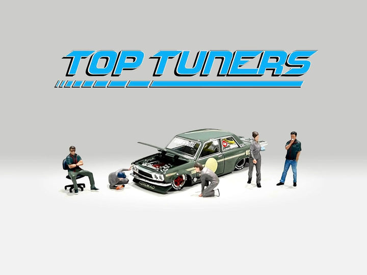 Top Tuners - 6 Piece Diecast Figure Set Limited Edition for 1/64 Scale Models AD-2412MJ