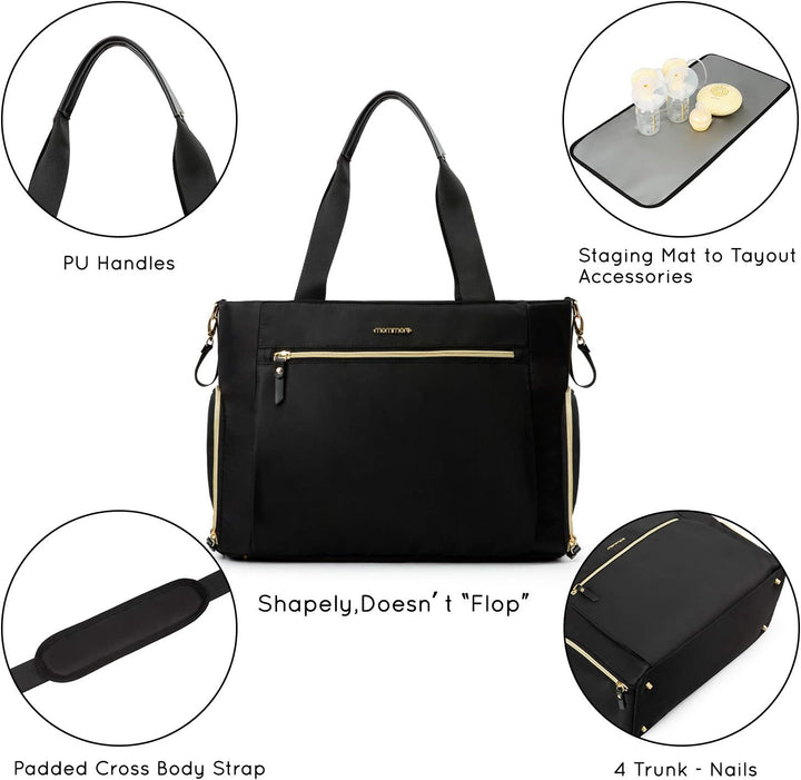 Breast Pump Bag Diaper Tote Bag with 15 Inch Laptop Sleeve Fit Most Breast Pumps like Medela, Spectra S1,S2, Evenflo