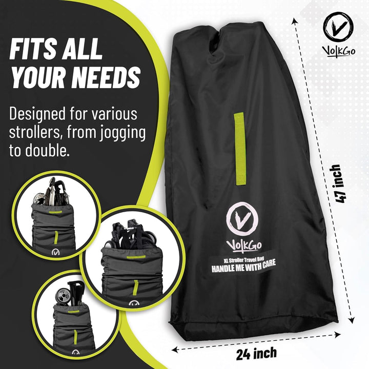 Extra Large Stroller Bag for Airplane with Padded Backpack Shoulder Straps, Double Stroller Cover for Air Travel, Jogger & Carrier - Fits Large Sizes, Gate Check Bag, Waterproof Travel Cover.