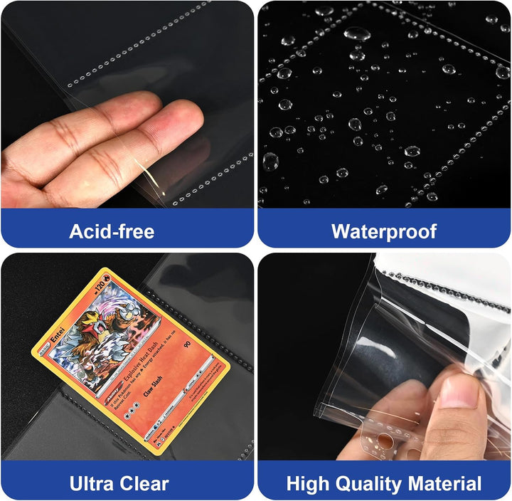42 Pack 9 Pocket Double Side Card Sleeves Binder Sheets, Holds 756 Cards, Trading Card Binder Sleeves for 3 Ring Binder, Card Sleeve Pages for Baseball, Football, Business, TCG, Kpop Cards