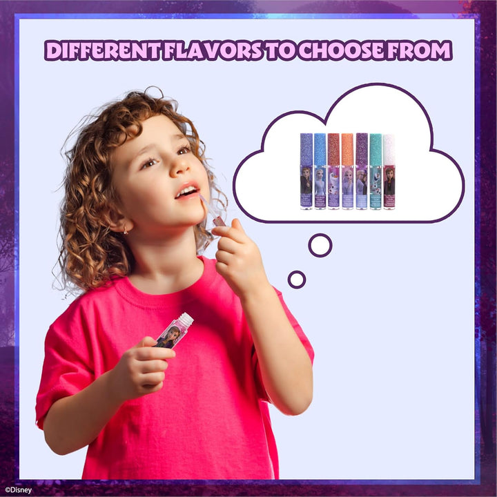 Disney Frozen 7 Piece Plant Based Lip Gloss, Girls Party Favors, First Makeup Set for Girl, Perfect for Parties, Sleepovers, and Birthday Gifts, Ages 3+, by