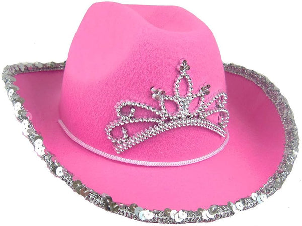 Child Pink Cowboy Hat with Blinking Tiara