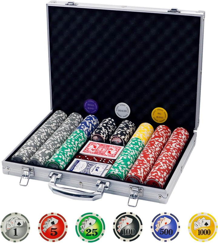 Poker Chips,200Pcs Poker Set with Aluminum Travel Case,11.5 Gram Poker Chips Set for Texas Holdem Blackjack Gambling