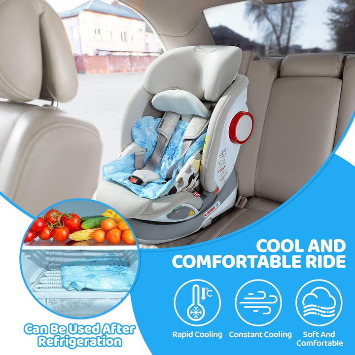 Car Seat Cooling Pad with Waterproof Liner, Gel Car Seat Cooler Pad for Babies Summer, Potty Training Protector Mat Cushion for Carseats and Strollers, Easy to Clean, Reversible, Cool Blue