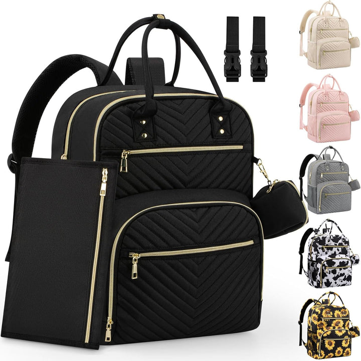 Diaper Bag Backpack,Baby Essentials Diapers Bag with Pacifier Case,Multipurpose Stylish Large Capacity Travel Backpack for Baby Girl/Boy(M-Black)