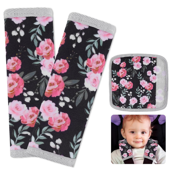 Seat Belt Cover Pad for Baby, Soft Seatbelt Cushion Covers for Kids 2Pcs Car Seat Strap Shoulder Pads for All Car Seats, Stroller, High Chair,Blue Dinosaur