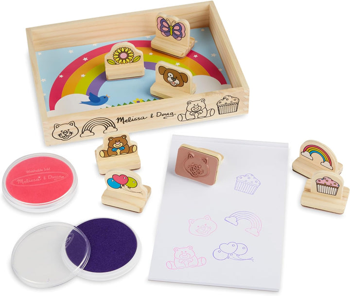 My First Wooden Stamp Set Favorites (8 Stamps with Handles, 2 Washable Ink Pads) Wooden Kids Stamps with Handles Set, for Kids Ages 3+