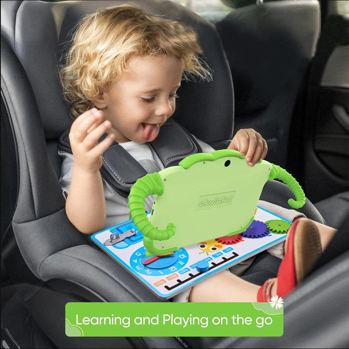 Kids Tablet 7 Inch Toddler Tablet for Kids 2GB + 32GB Android System with Wifi Dual Camera Shockproof Case Child Learning PC with Parental Control, Preinstalled Educational Games, Green
