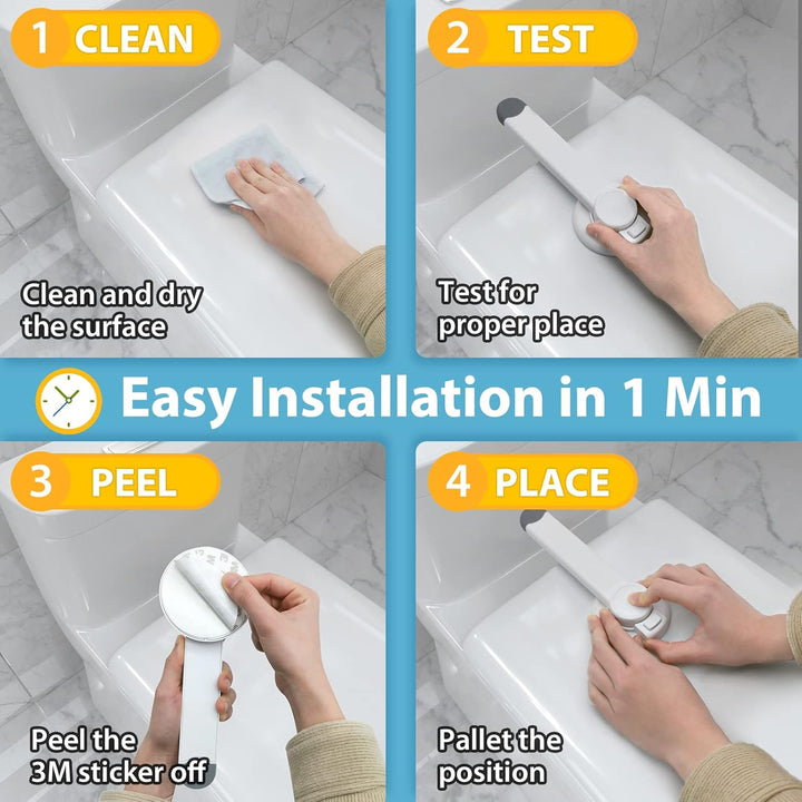 Baby Toilet Lock (2 Pack) for Child Safety, Baby Proof Toilet Seat Lock with 2 Extra Pallet Fit for Most Standard Toilet, Easy Intallation Toilet Lid Lock with 2 Extra 3M Adhesive