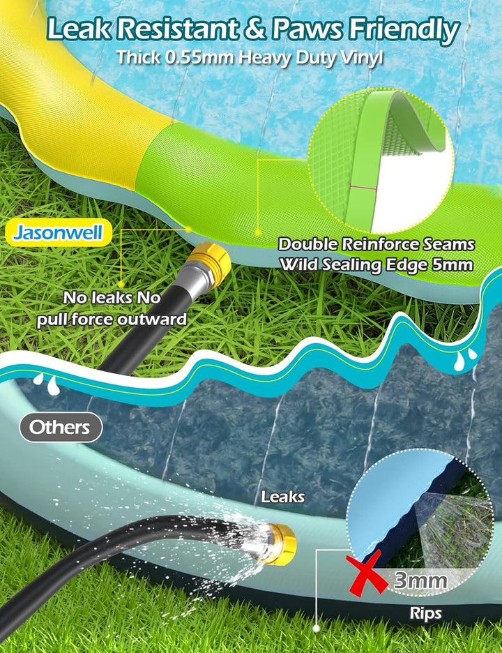 Splash Pad Sprinkler for Kids Splash Play Mat Outdoor Water Toys Inflatable Splash Pad Baby Toddler Pool Boys Girls Children outside Backyard Dog Sprinkler Pool Age 1 2 3 4 5 6 7 8 9 M