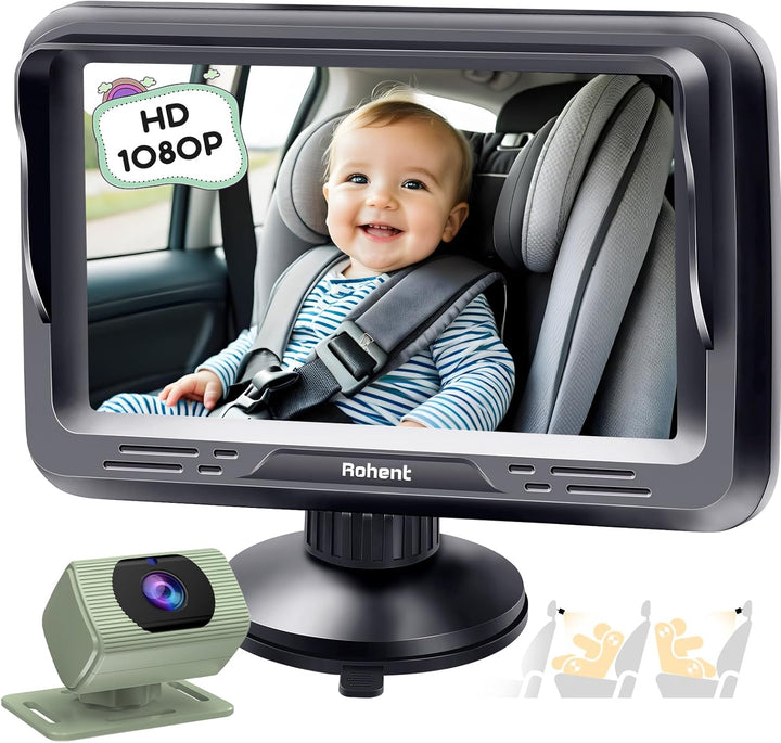 Baby Car Camera HD 1080P - Rear-Facing Infant Monitor with Night Vision Car Camera for Baby 150° Wide-Angle Lens Anti-Glare Screen Easy Install 360° Adjustable Display