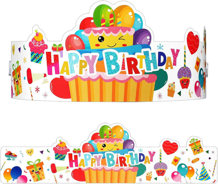 42 Pack Happy Birthday Crowns for Kids Classroom with Elastic Band for Teachers Students Kindergarten Party