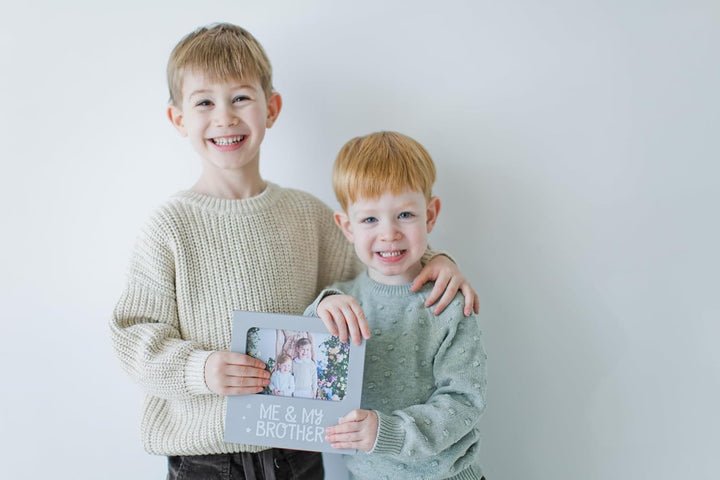 Me and My Brother Picture Frame, Christmas Photo Picture Frame, Sibling Keepsake, Ideal Big Brother Gift, Shower Gift and Gender Neutral Nursery Decor, Gray
