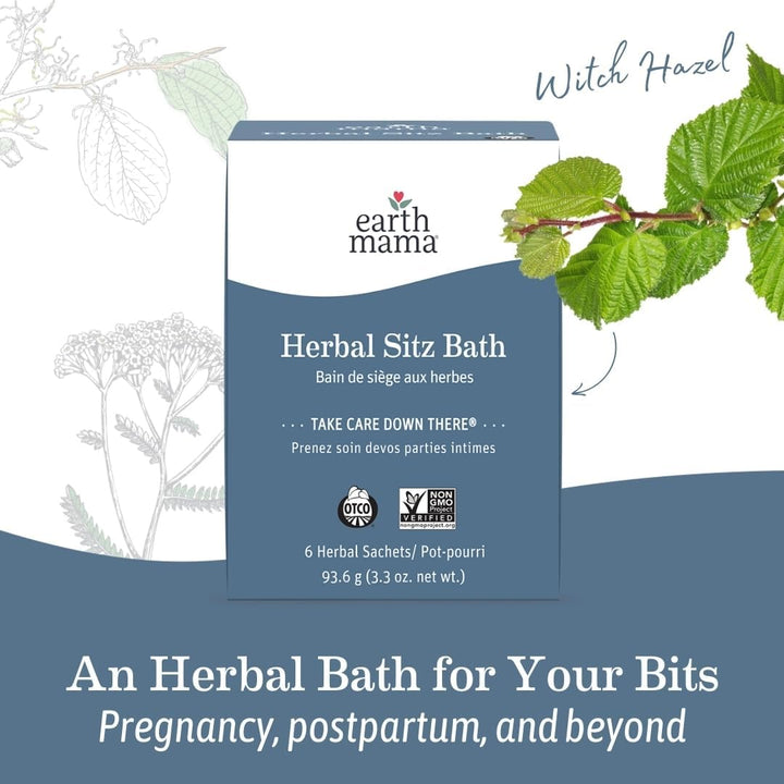 Herbal Sitz Bath | Pregnancy & Postpartum Essentials, Soothing Sitz Bath for Hemorrhoids with Witch Hazel, & Calendula, 6-Count
