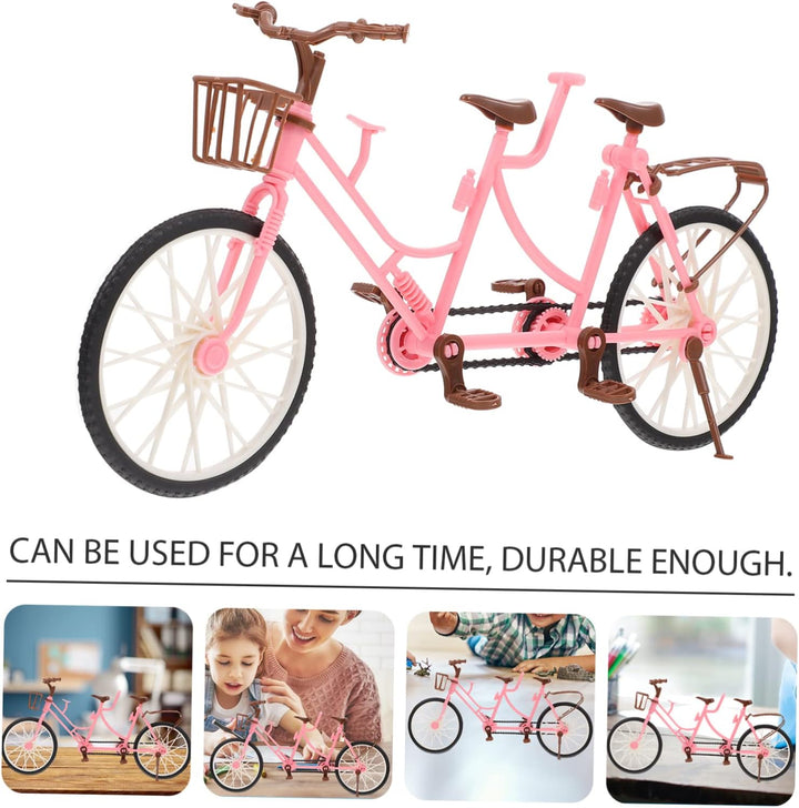 2-Person Bicycle Toy for Boys and Girls Double Seat Doll Accessories Mini Cycle Pedals for Boys and Girls for Playtime and Imaginative Fun