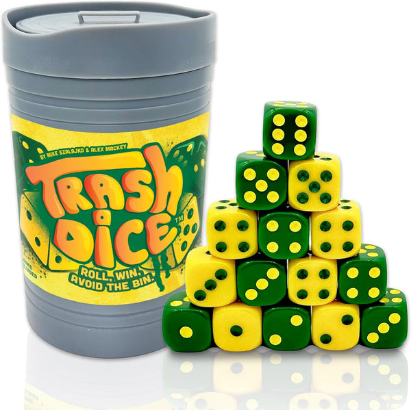 Trash Dice - Fast-Paced Family Dice Game | Exciting 2-Player Board and Dice Game with Trash Can and Dice Set | for Travel, Party, and Games Night