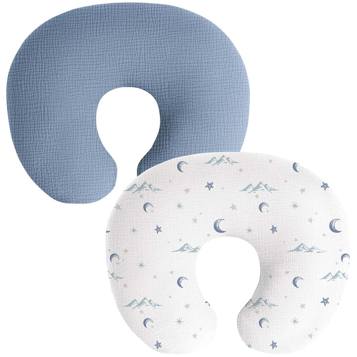 Muslin Nursing Pillow Covers, 2 Pack, Soft & Adorable Slipcovers with Zipper Closure, 100% Cotton Covers for Breastfeeding Pillows (Leaf, Green)
