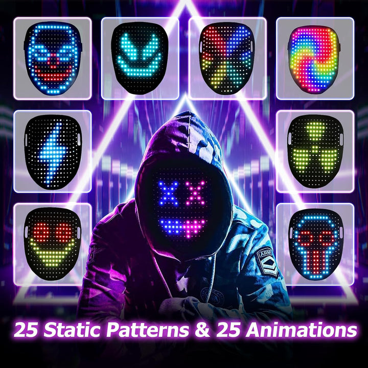 LED Mask Light up Mask with Gesture Sensing, Cool Face Transforming Mask, Perfect Gifts for Halloween Christmas Birthday Cosplay Party