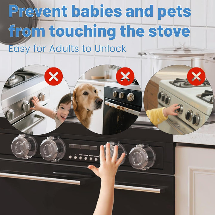Stove Knob Safety Covers for Child Baby Proofing Kitchen Oven Knob Locks Universal Gas Burners Childproofing (5-Pack)