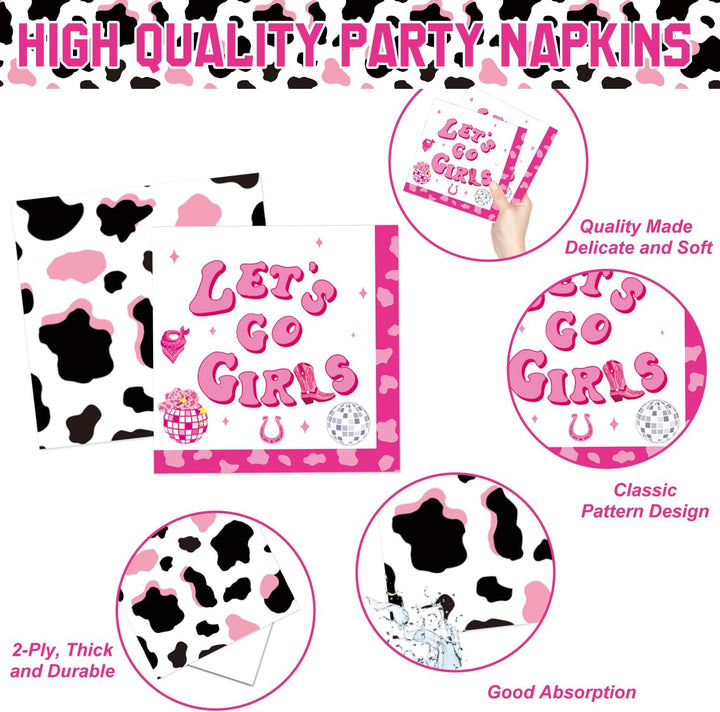 131 PCS Cowgirl Birthday Party Decorations Disco Cowgirl Party Decorations - Includes Plates, Napkins, Cups, Banner, Hanging Swirl, Tablecloth, Balloon for Western Cowgirl Party Decorations, Serve 24