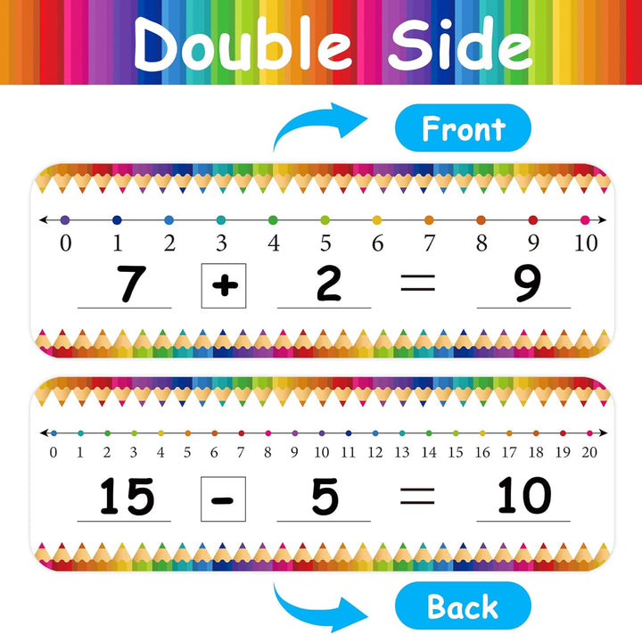 36 Pcs Number Line Dry Erase Board Cards Double Sided Writable and Erasable Number Line Boards Cards Colorful Pencil Board Featuring 0-10 on One Side, 0-20 on the Other Side for Classroom Students
