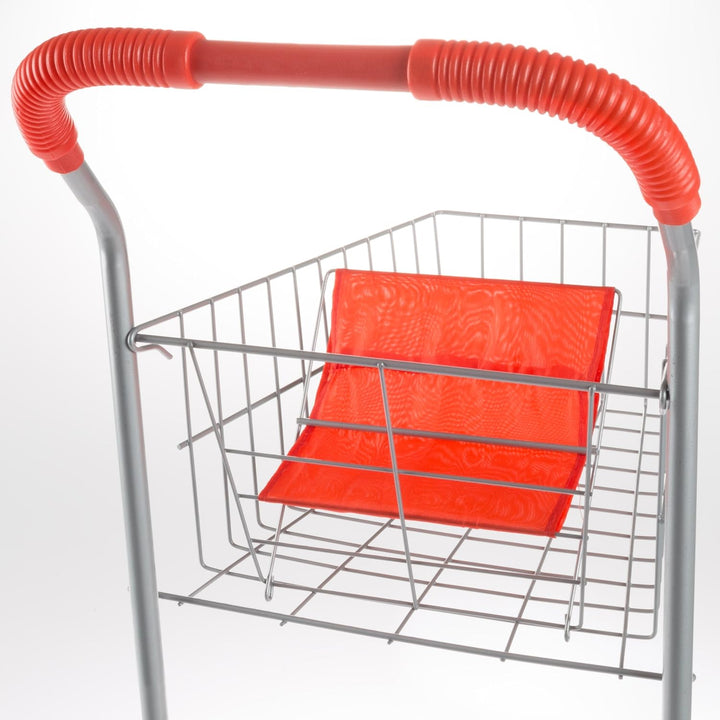 Pretend Play Shopping Cart- Toy Grocery Cart with Pivoting Front Wheels and Folds for Easy Storage for Kids, Boys and Girls by